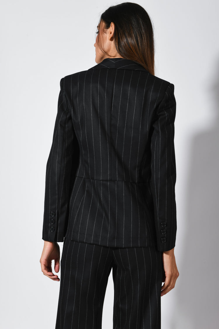 Pinstriped viscose-blend blazer