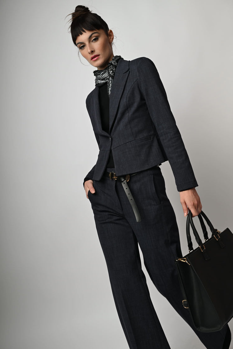 Viscose-blend single-breasted blazer