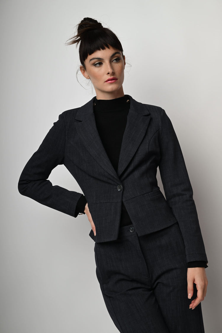 Viscose-blend single-breasted blazer