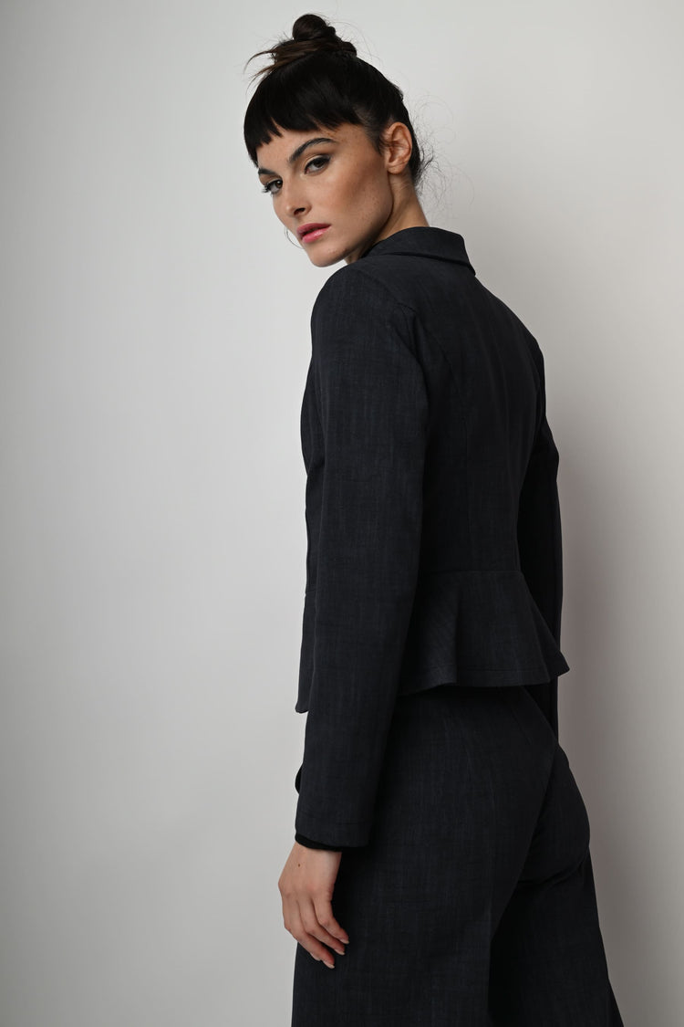 Viscose-blend single-breasted blazer