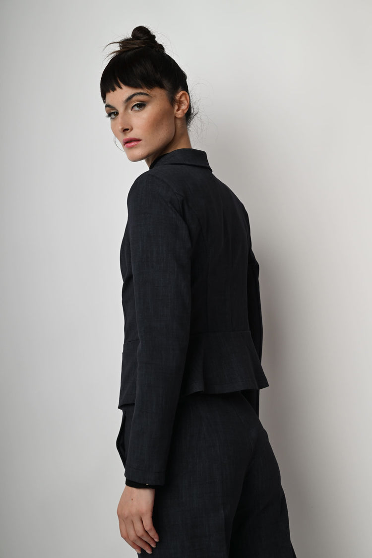Viscose-blend single-breasted blazer