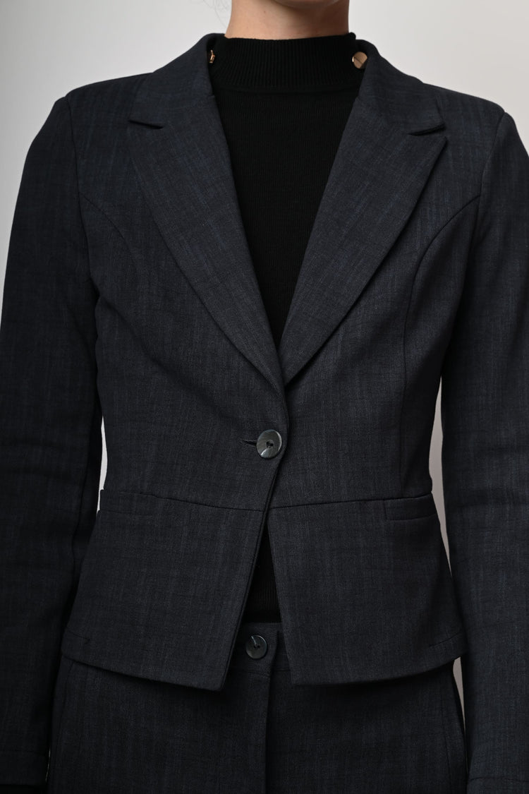 Viscose-blend single-breasted blazer