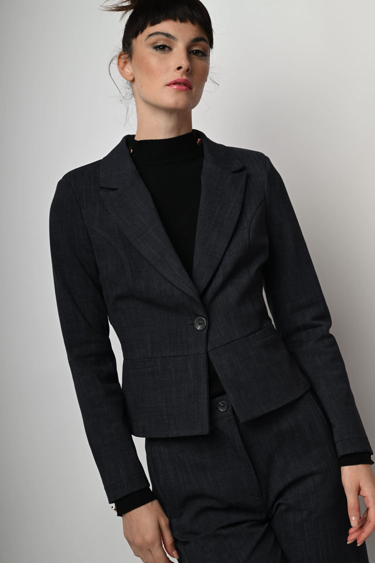 Viscose-blend single-breasted blazer