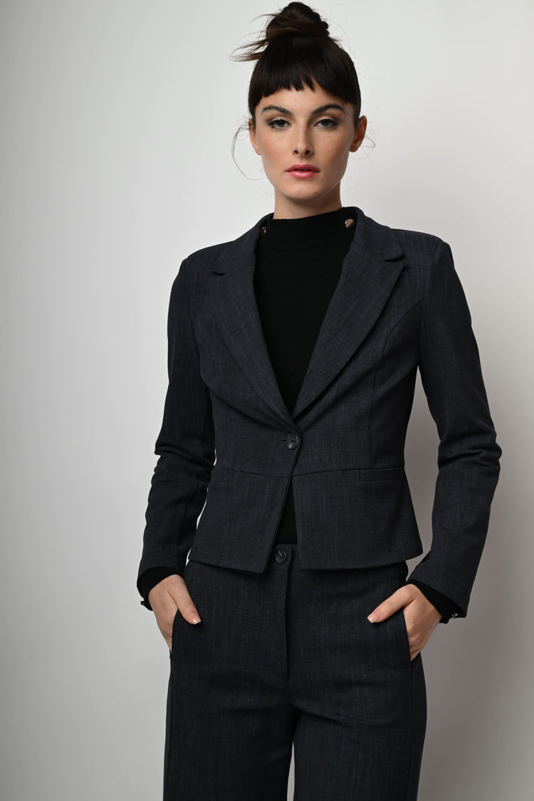 Viscose-blend single-breasted blazer