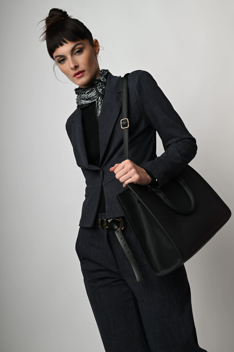 Viscose-blend single-breasted blazer