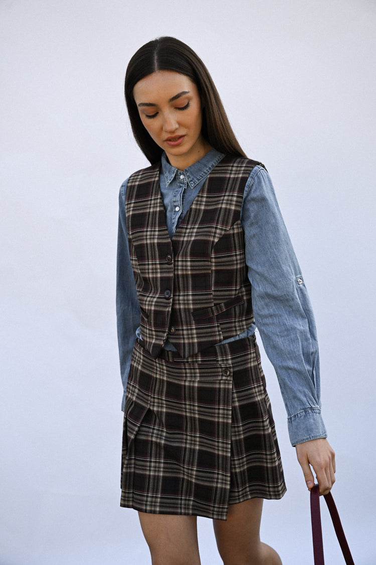 Tartan print waistcoat