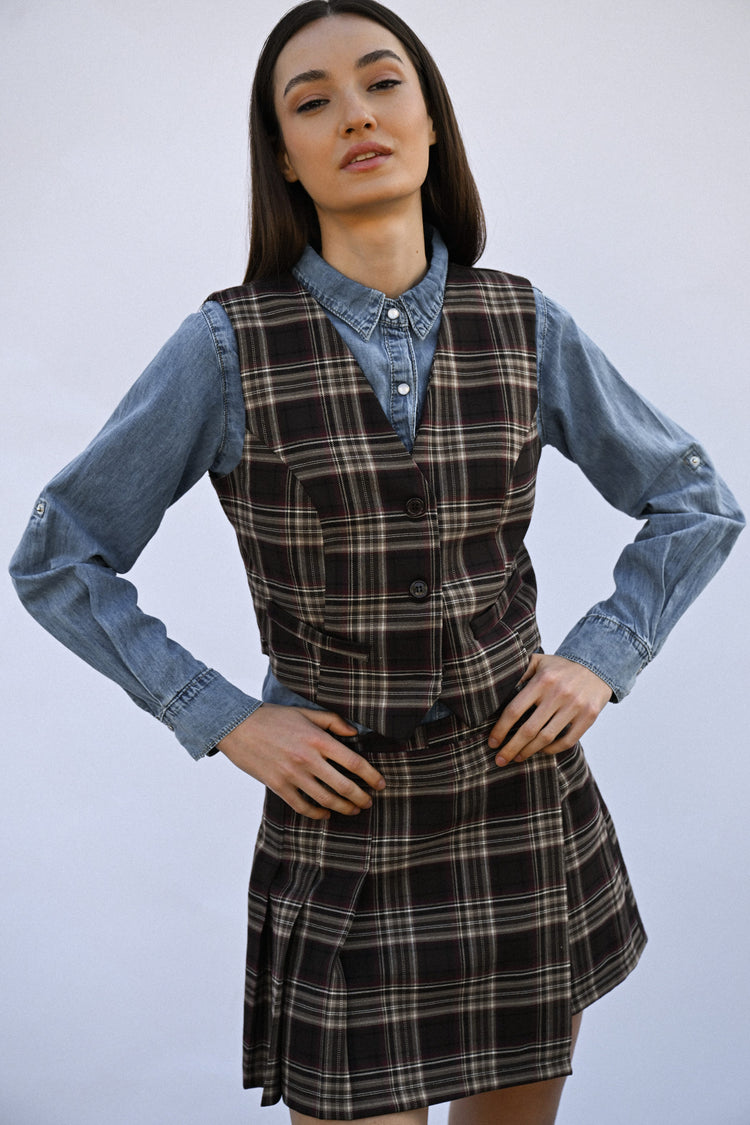 Tartan print waistcoat