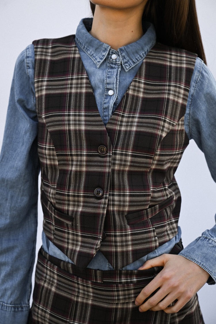 Tartan print waistcoat