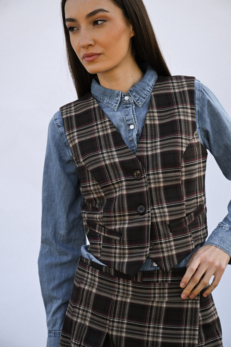 Tartan print waistcoat