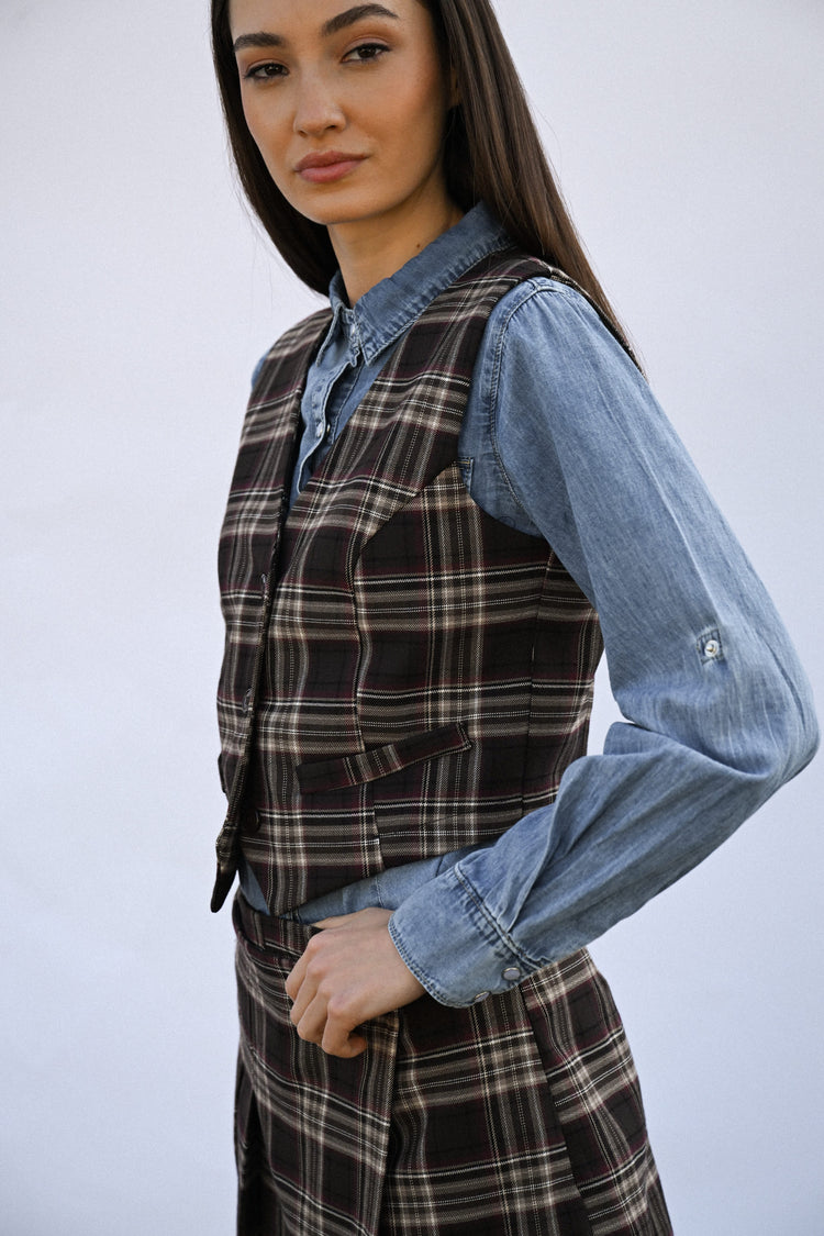 Tartan print waistcoat