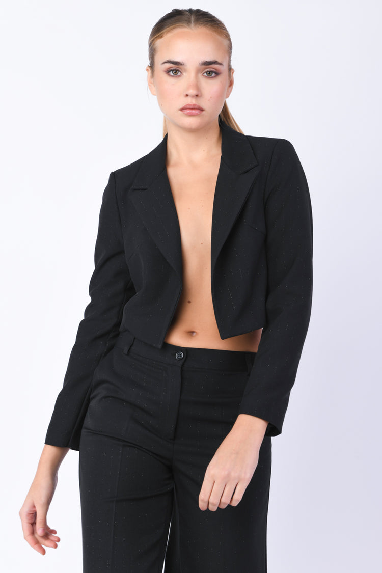 Lurex pinstriped cropped blazer