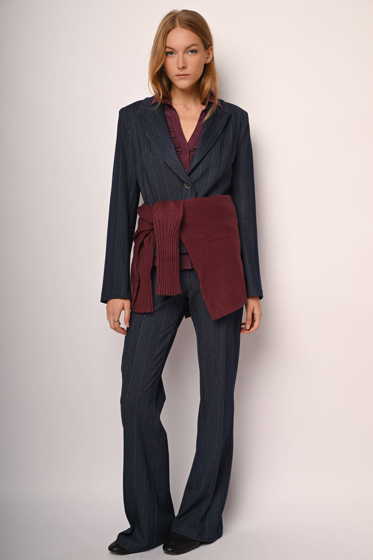Single-breasted pinstriped blazer