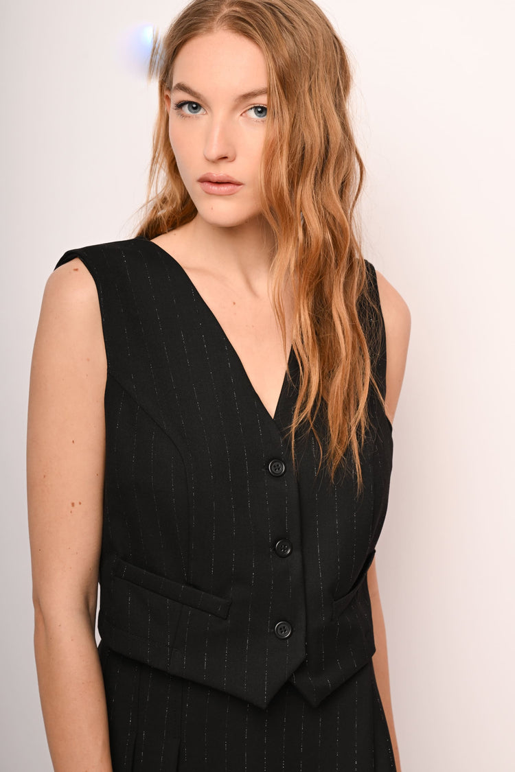 Lurex pinstriped waistcoat