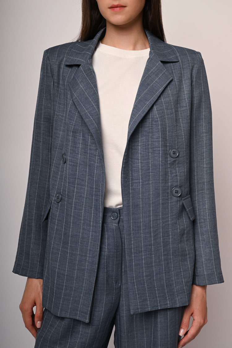 Pinstriped double-breasted blazer