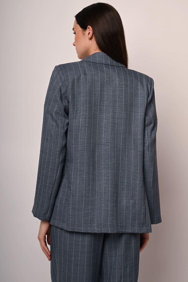 Pinstriped double-breasted blazer