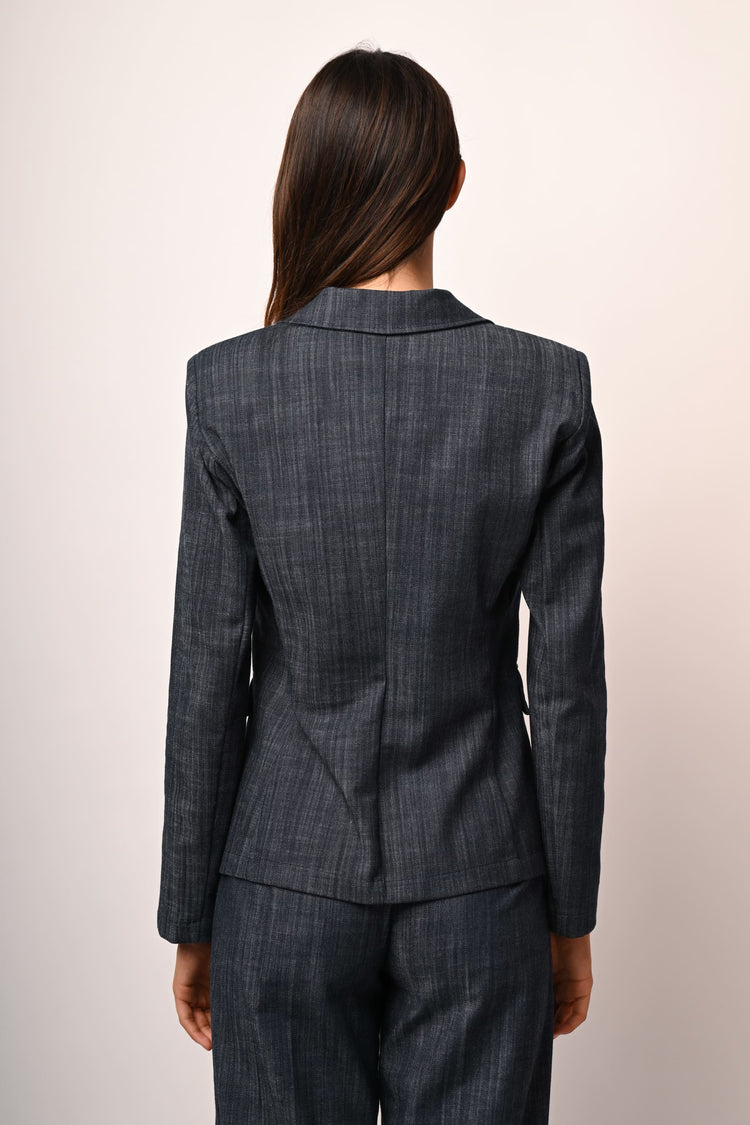 Denim effect single-breasted blazer