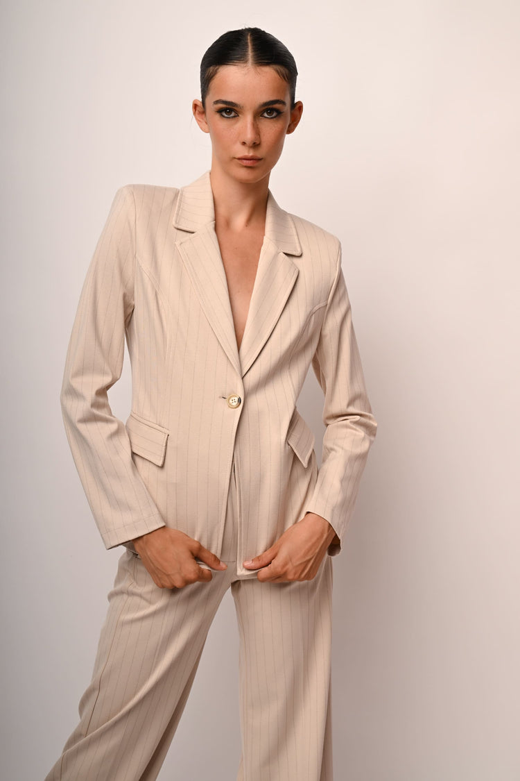 Glitter pinstriped single-breasted blazer