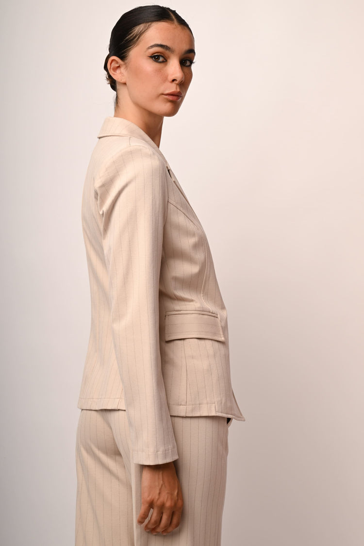 Glitter pinstriped single-breasted blazer