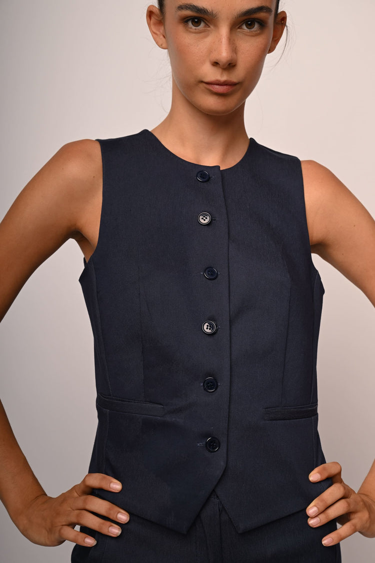 Viscose-blend crewneck vest