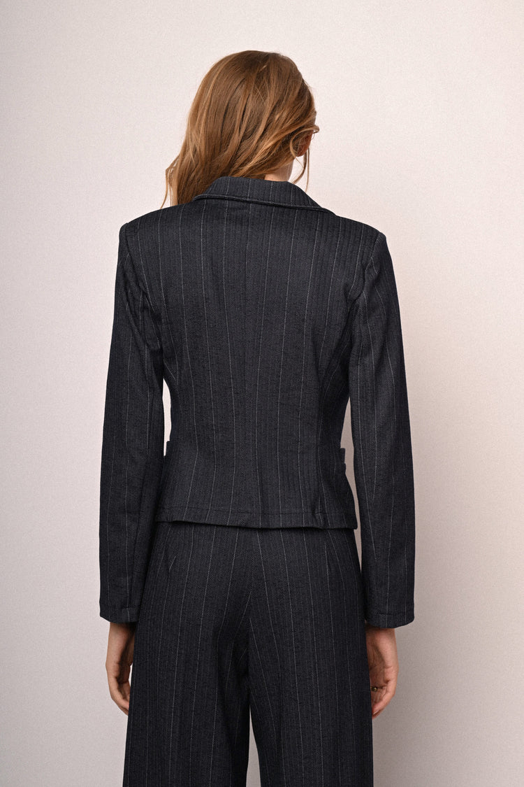 Pinstriped single-breasted blazer