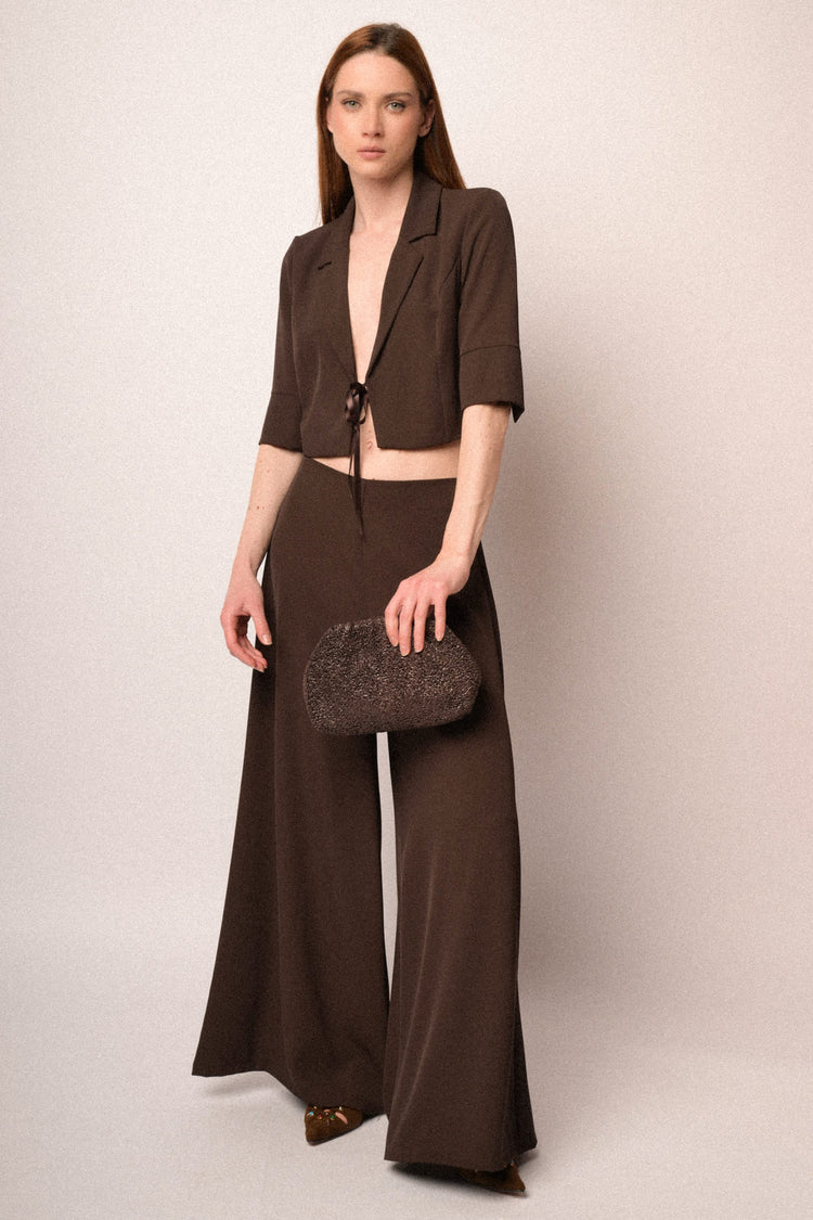 Chocolate extra-wide leg trousers