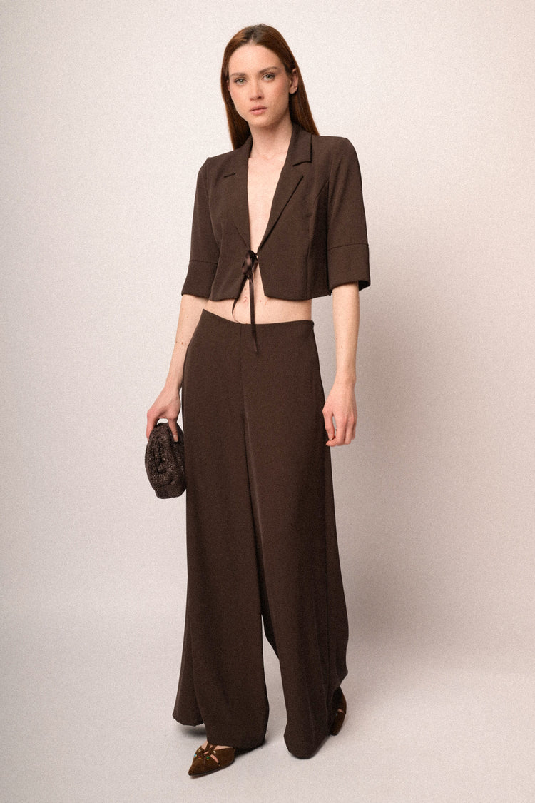 Chocolate extra-wide leg trousers