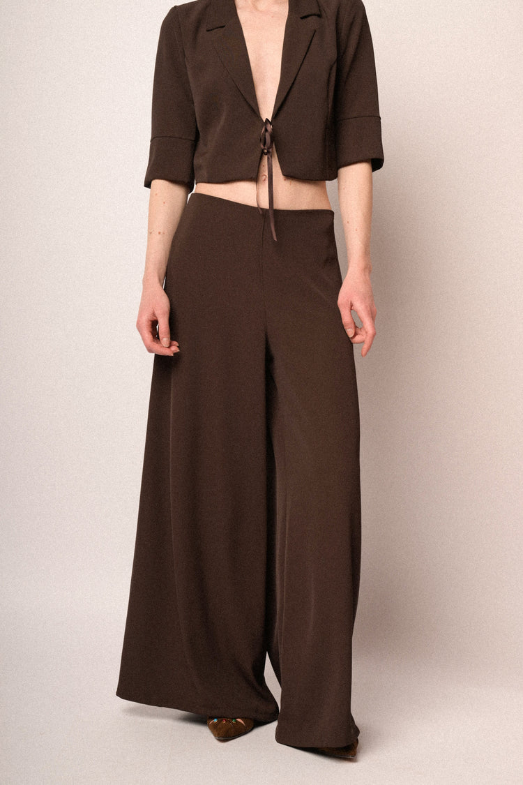 Chocolate extra-wide leg trousers