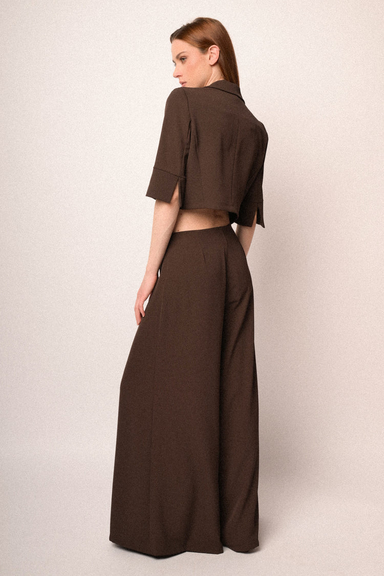 Chocolate extra-wide leg trousers