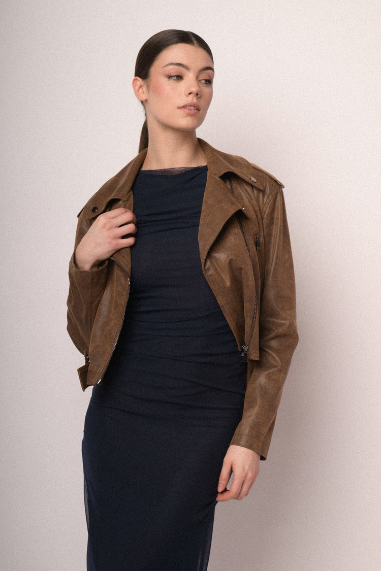 Gathered tulle midi sheath dress