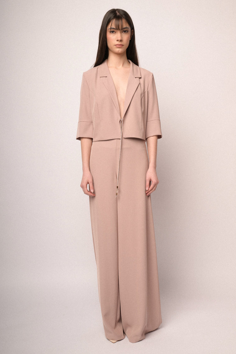 Pink fluid jersey wide-leg trousers