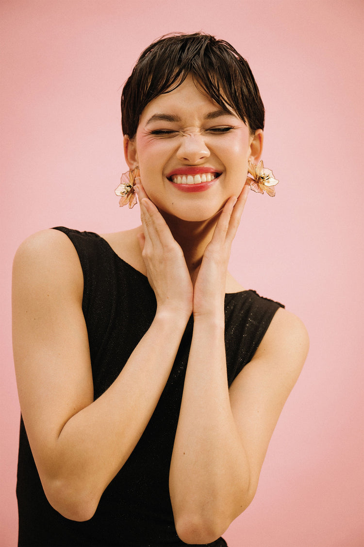 3D flower earrings