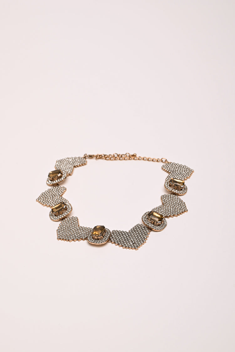 Crystal, rhinestone and heart necklace