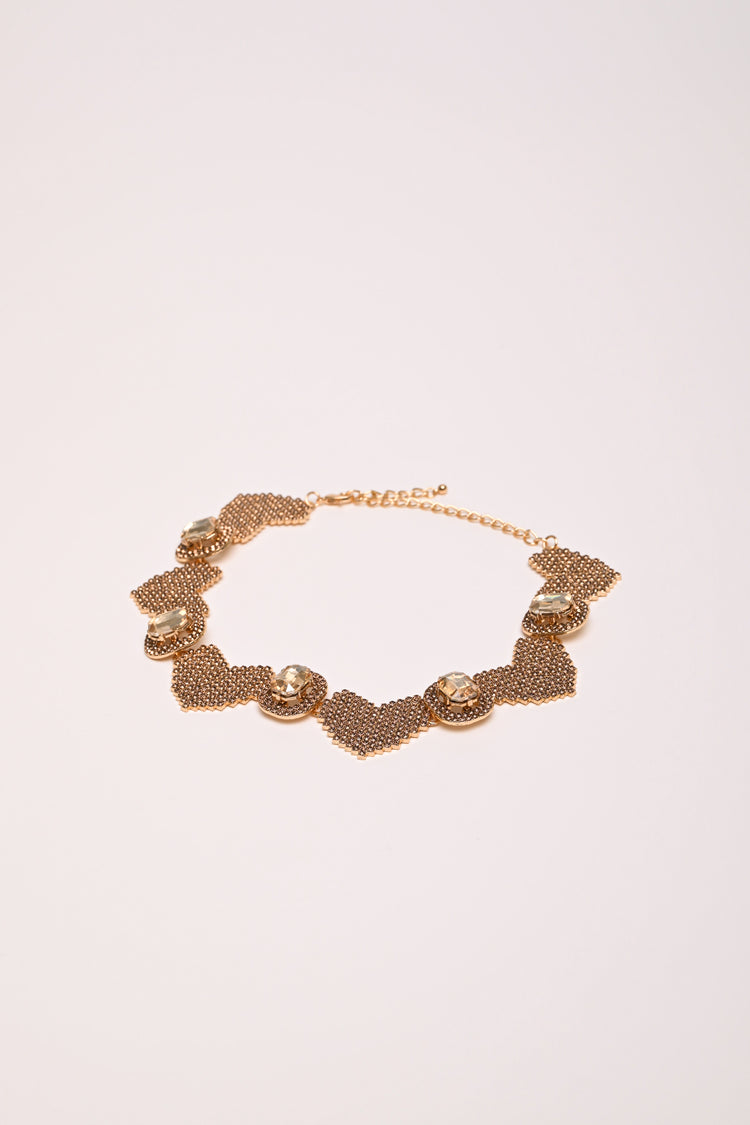 Crystal, rhinestone and heart necklace