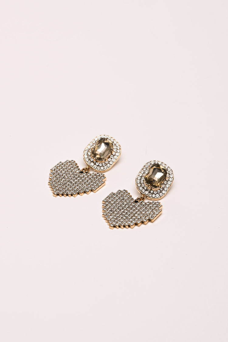 Rhinestone heart earrings