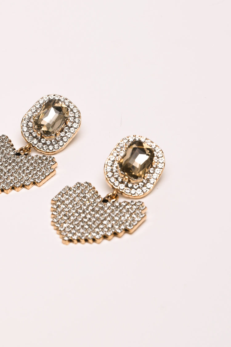 Rhinestone heart earrings