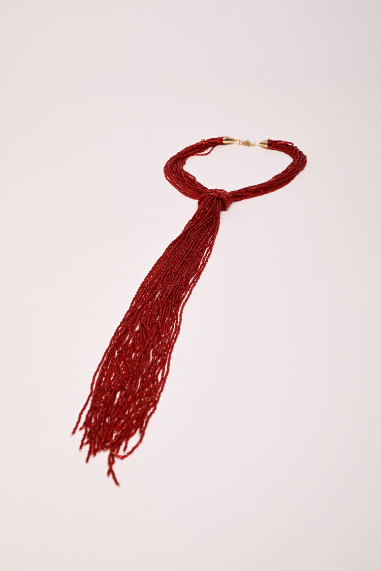 Multi-strand tie necklace