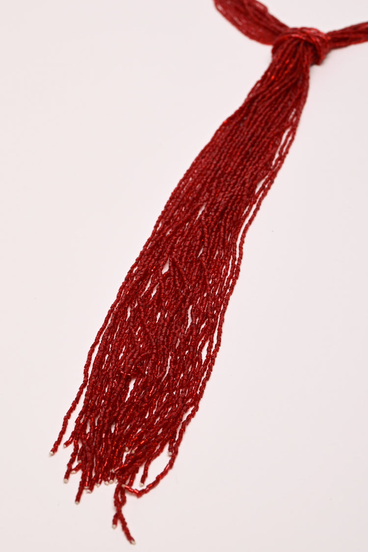 Multi-strand tie necklace