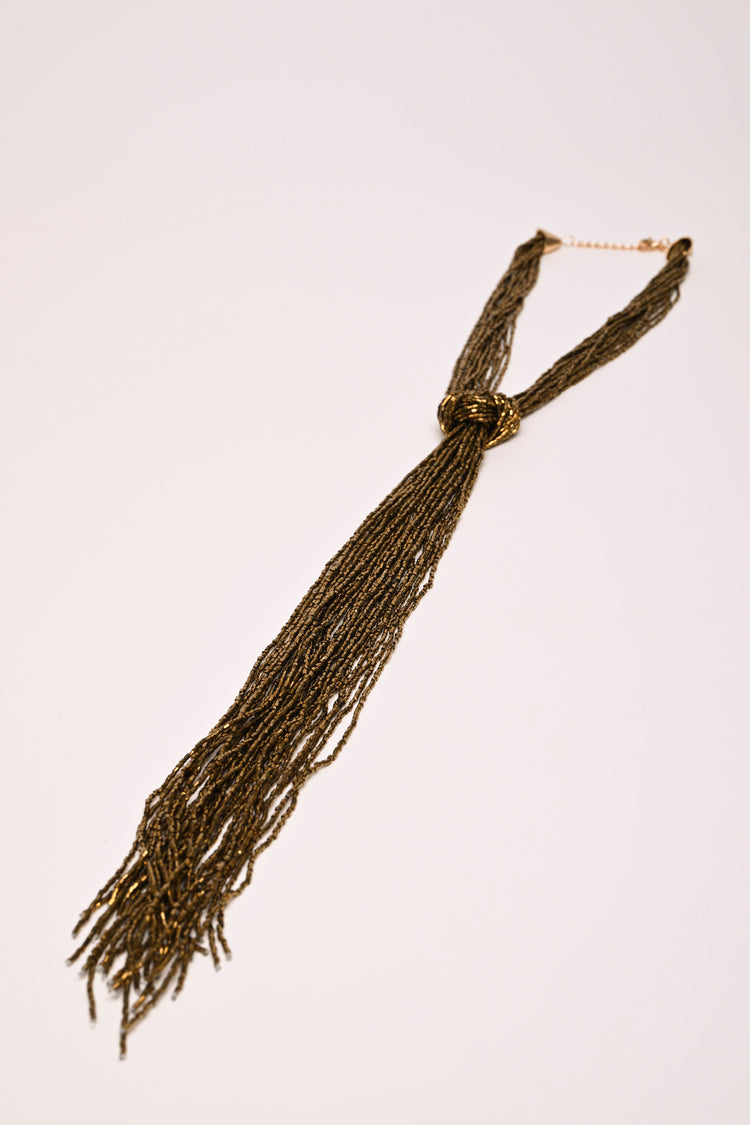 Multi-strand tie necklace