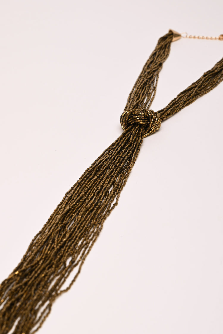 Multi-strand tie necklace