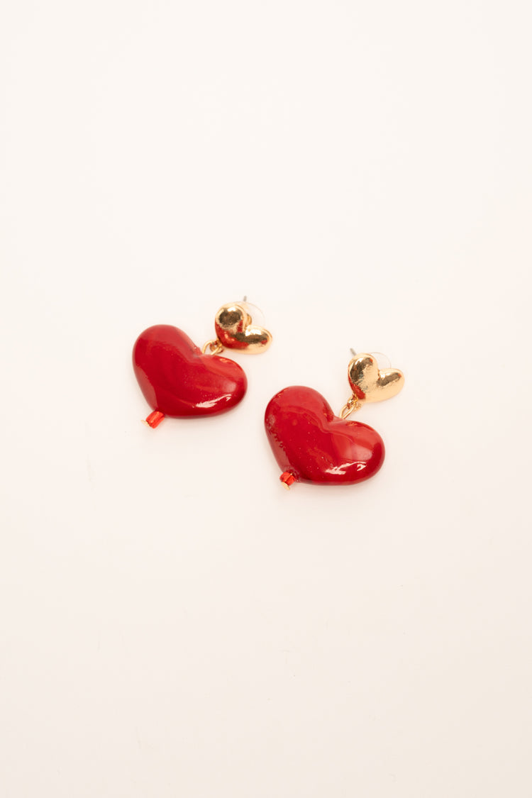Red heart earrings