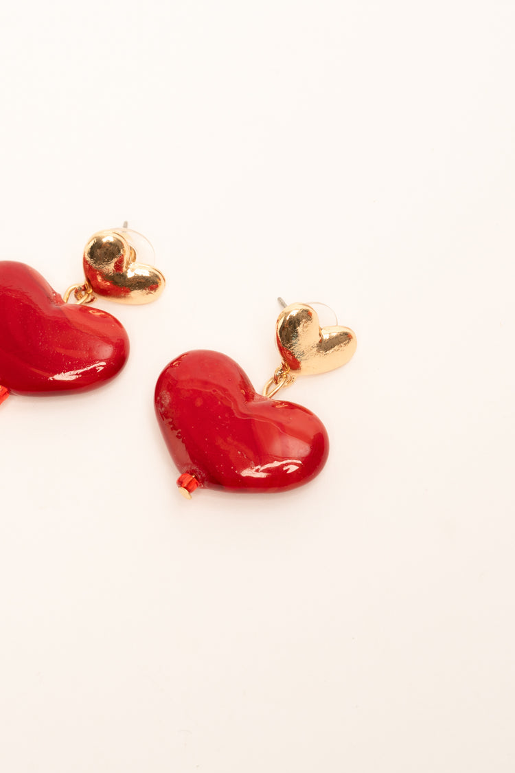 Red heart earrings