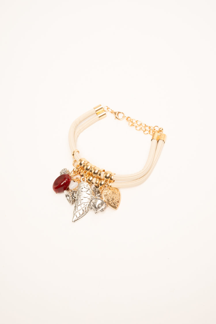 Multicolor pendants beige bracelet