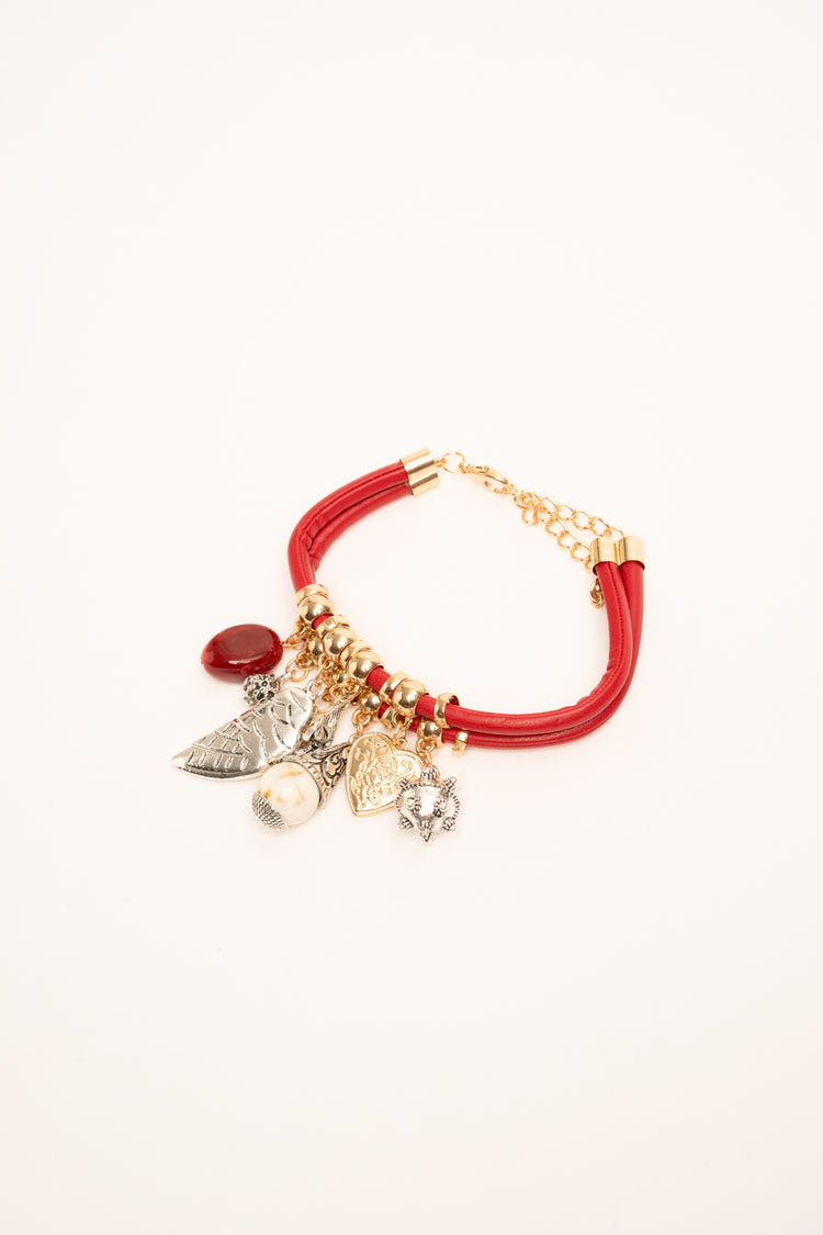 Multicolor pendants red bracelet