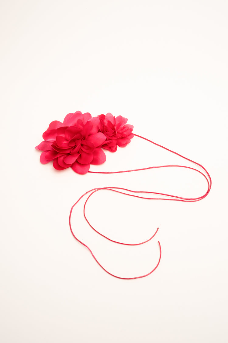 Fuchsia 3D flowers thin belt