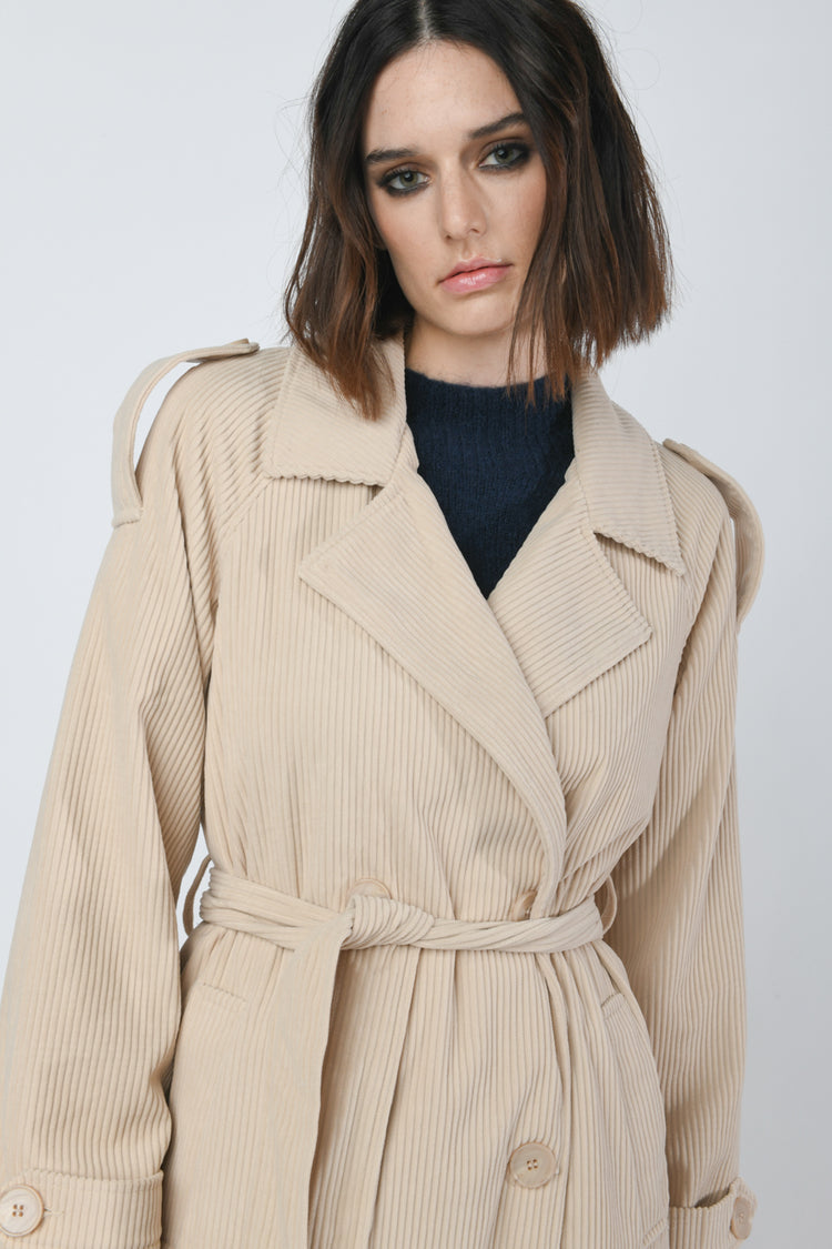 Corduroy trench coat