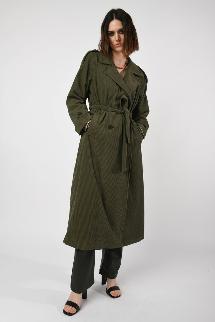 Corduroy trench coat