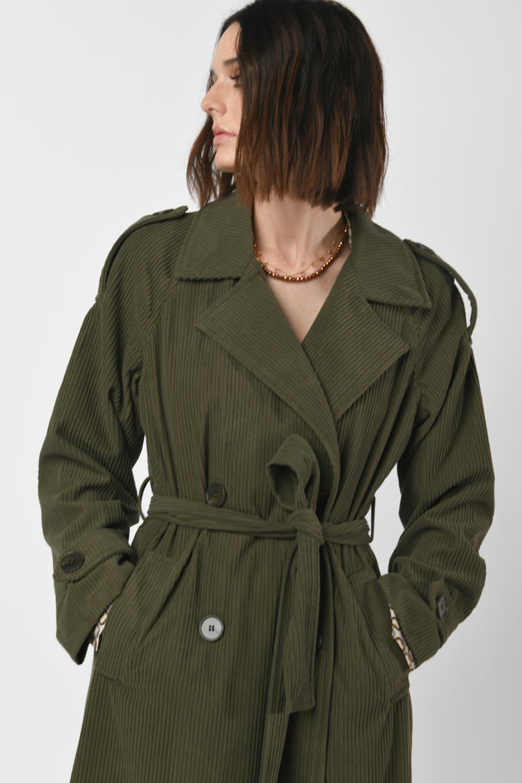 Corduroy trench coat