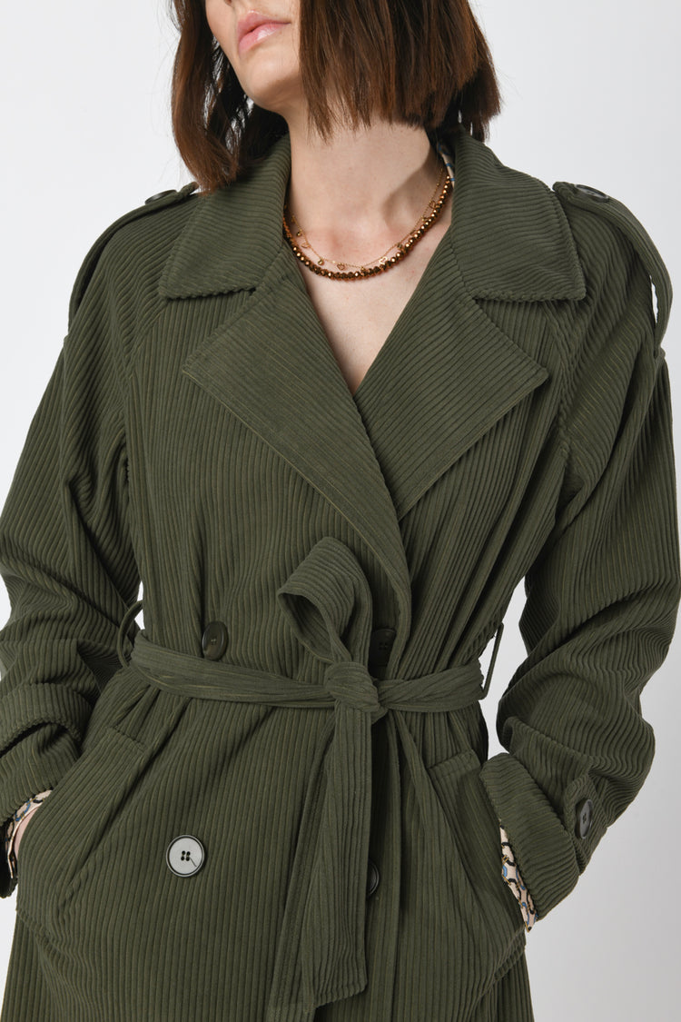 Corduroy trench coat