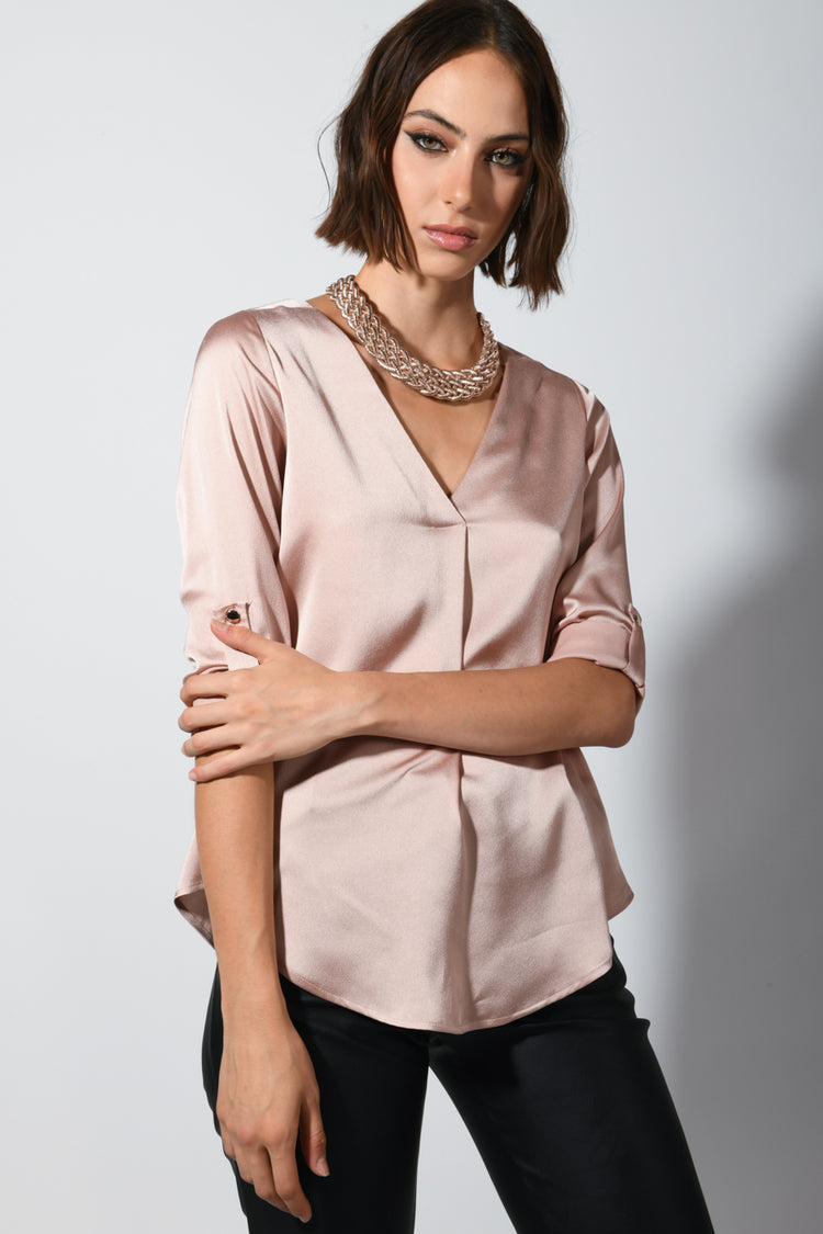 V-neck satin blouse