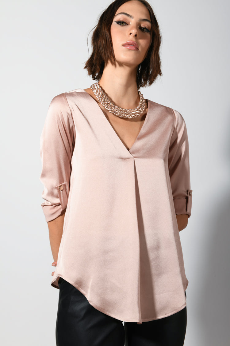 V-neck satin blouse